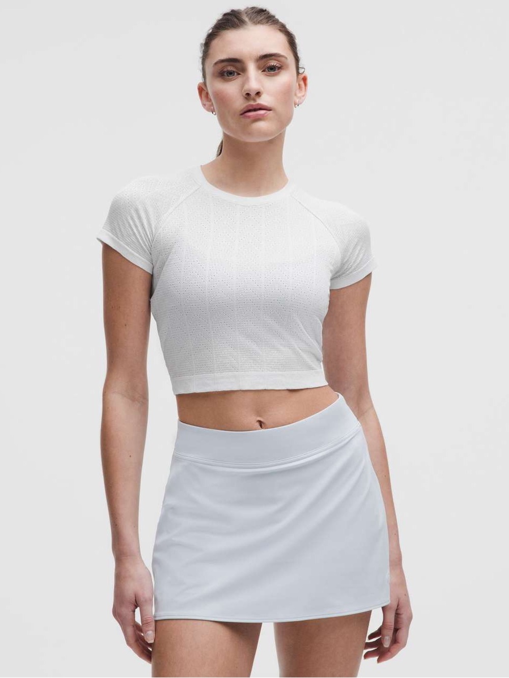 Lululemon Swiftly Pointelle Cropped Short-Sleeve Shirt White